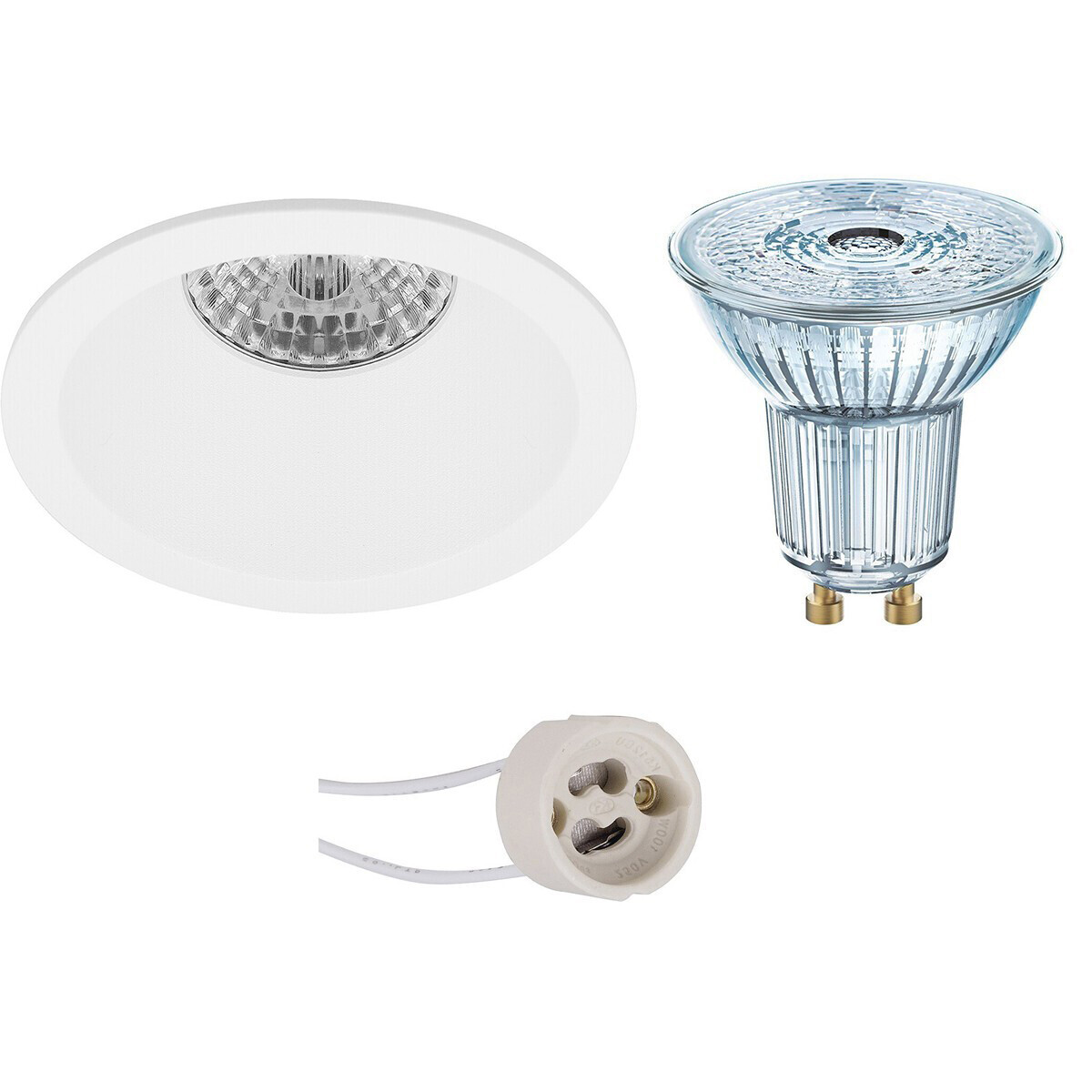 Osram - LED Spot Set - Parathom PAR16 927 36D - Pragmi Pollon Pro - GU10 Fitting - Dimbaar - Inbouw Rond - Mat Wit - 5.5W - Warm Wit 2700K - Verdiept - Ã˜82mm