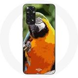 Maniacase Hoesje voor Xiaomi Redmi Note 11 4G Aras Papegaai Oranje groen