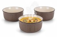 Siaki Bol à soupe Striped - 8x - brun - 14 x 7 cm - céramique