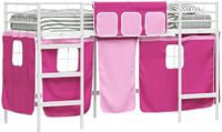 vidaXL Bunkbed voor kinderen met gordijnen Wit en roze 75 x 190 cm