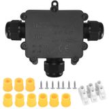 Merkloos Lasdoos ip68 - Waterdicht - 3-weg - Kabeldiameter 3-8 mm en 9-14 mm - Buiten