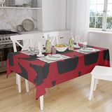 Bonamaison Tafelkleed, Anti-Mold, Sneldrogend, Waterdicht, 100% Polyester Tafellaken, rood Zwart, 140 x 160 Cm