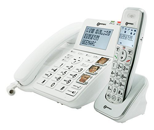 Geemarc Amplidect Combi 295 Telefooncombinatie met bekabelde telefoon + extra combinatie, draadloos, versterker + 30 dB, wit