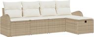 vidaXL Tuinbank Set Beige Polyrattan