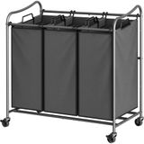 Simple Houseware Heavy Duty 3-Bag Wasserij Sorter Rolling Cart, Donker