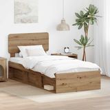 vidaXL - Bedframe - Artisanaal - eiken - 100 x 200 cm - Massief grenenhout