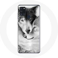 Maniacase Hoesje voor Samsung Galaxy A21S Wolf Duo dieren