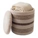 FineBuy Pouf de rangement en laine 40cm Beige Tissu Rond - Pouf design bohème avec couvercle amovible - Pouf rembourré pour coiffeuse - Pouf d'appoint pour salon fait main