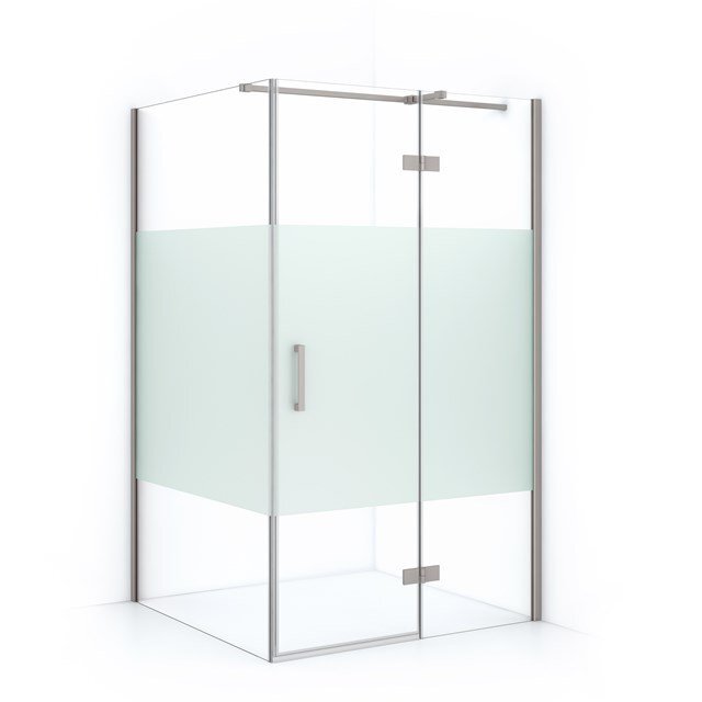 Maxaro Douchecabine Diamond 120x100cm 8mm Helder Veiligheidsglas met Matte Strook Geborsteld RVS