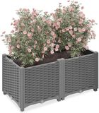 Merkloos Relaxdays Plantenbak - Met Waterreservoir - Kunststof - 38 x 80 x 40 cm - Grijs