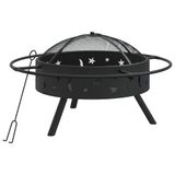 vidaXL Vuurplaats met pook XXL 70 cm staal Zwart