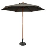 Mojawo XL houten zonnescherm, marktscherm, tuinscherm met houten frame, grijs, diameter 3 meter