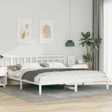 Maison Exclusive - Lit cadre avec tête de lit Blanc 200 x 200 cm Bois de pin massif