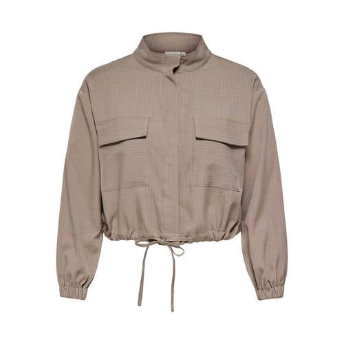 ONLY CARMAKOMA gestreepte jas Plus Size - beige