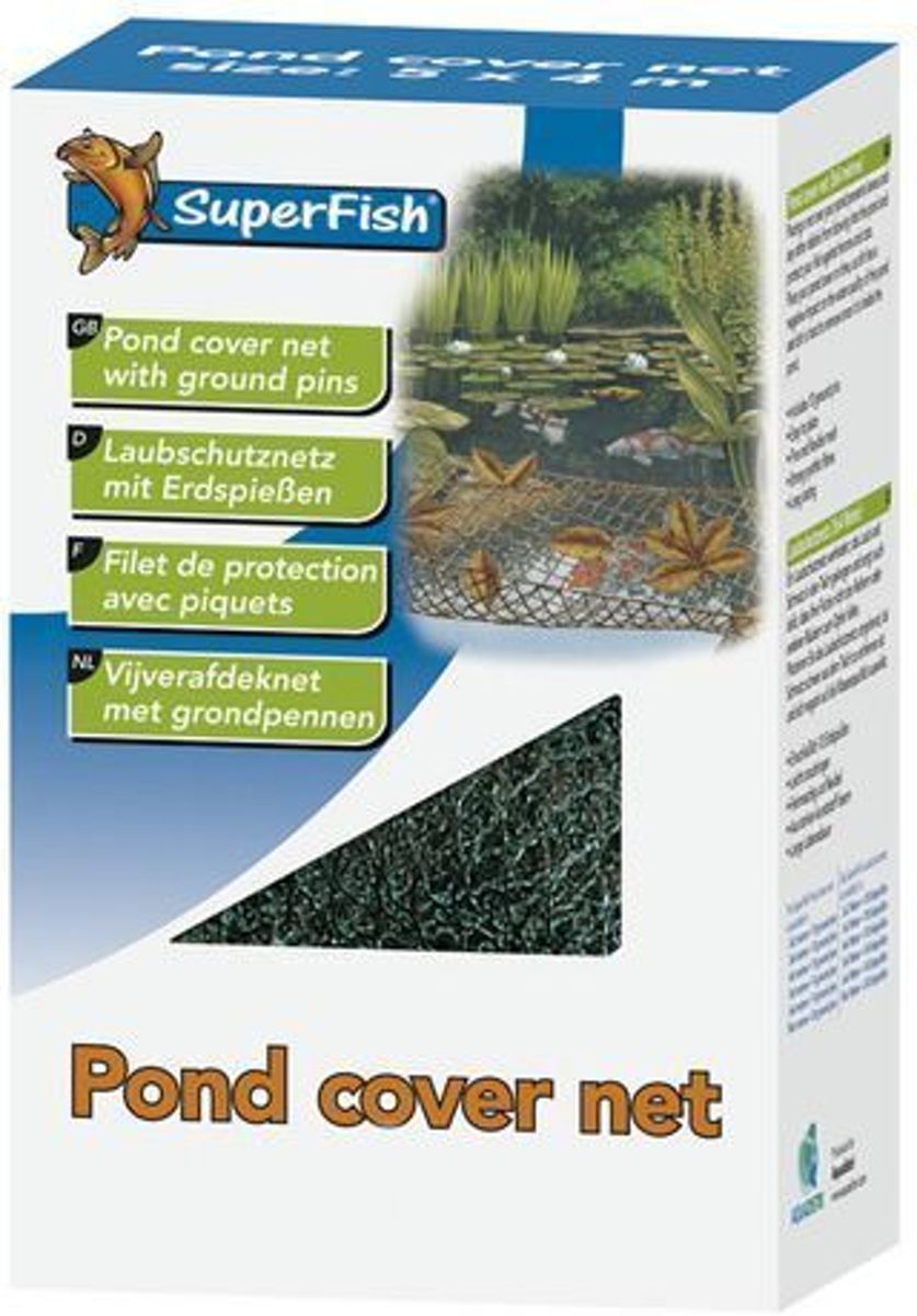 SuperFish vijverafdeknet, 10 x 6 meter, Incl. 24 grondpennen