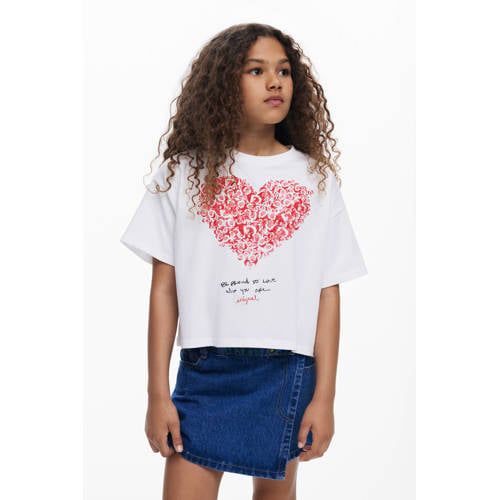 Desigual T-shirt met hartjes wit