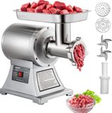 Vevor Hachoir à viande électrique - Hachoir - 250kg/h - Couteaux de broyage en acier inoxydable - 2 disques de broyage - Pièces supplémentaires - 1100 Watt - Argent