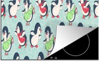 Merkloos KitchenYeah® Inductie beschermer 77x51 cm - Pinguïn - Schaatsen - Design - Kookplaataccessoires - Afdekplaat voor kookplaat - Inductiebeschermer - Inductiemat - Inductieplaat mat