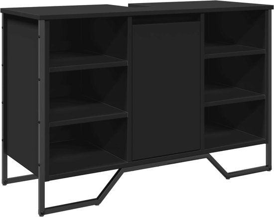 vidaXL Wastafelkast 91x35x60 cm bewerkt hout zwart
