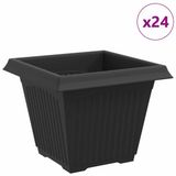 vidaXL Vierkante Bloempot 24 stuks Zwart 38 x 38 x 30 cm Kunststof