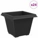 vidaXL Vierkante Bloempot 24 stuks Zwart 38 x 38 x 30 cm Kunststof