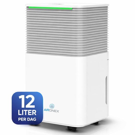 Aironex Luchtontvochtiger - 12 liter per dag - Wasdroogfunctie - Stil & Energiezuinig - Voorkomt Schimmel - Ontvochtiger voor slaapkamer, badkamer, zolder & kelder - Slimme Dehumidifier