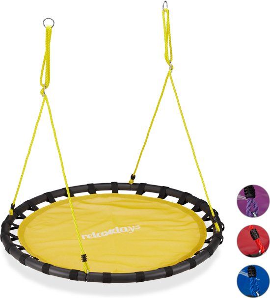 Relaxdays Nestschommel - schotelschommel - buiten schommel - kinderschommel - XL - 120 cm geel