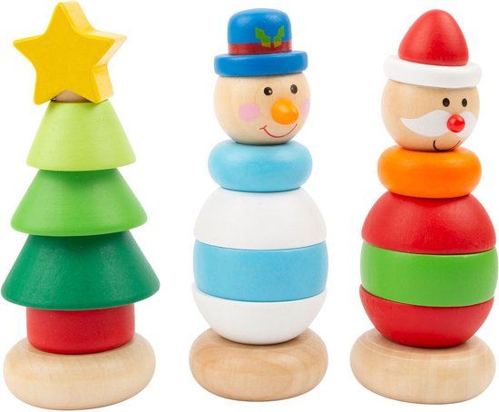 Small Foot - Houten Stapeltoren Kerstfiguur - per stuk