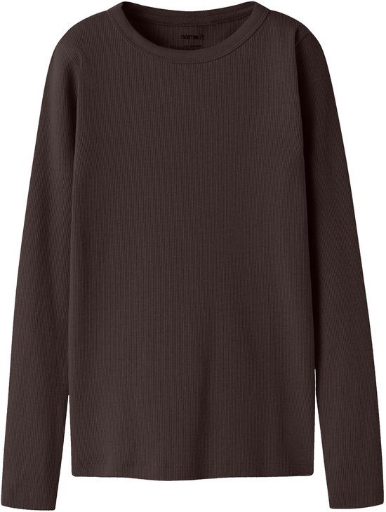 NAME IT Meisjes Blouse NKFNAKAL LS TOP NOOS Lange Mouw Katoen/Elastaan Chocolate Plum Maat 134/140