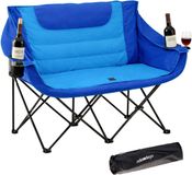 Merkloos Relaxdays Campingstoel opvouwbaar - voor 2 personen - tot 272 kg - blauw