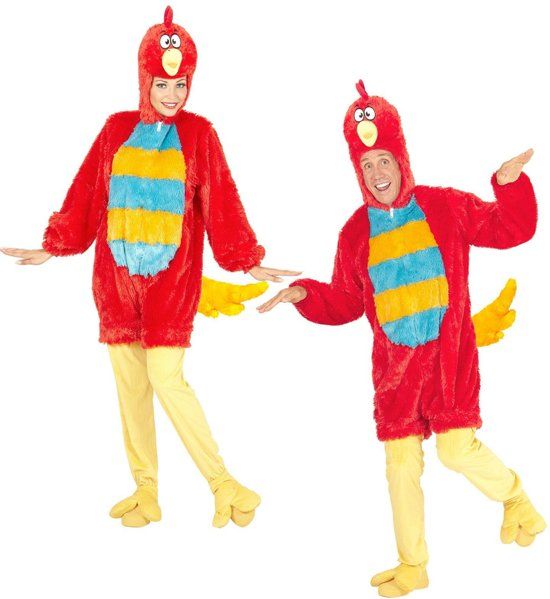 Widmann Fantasie Onesie Pluche Rode Vogel Kostuum Large / XL Carnaval kostuum Verkleedkleding