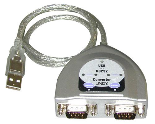 LINDY USB -> Serial Converter - 2 Port (RS232) - 0.6m - Silver
