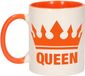 Bellatio Decorations Koningsdag Queen Mok/Beker - Oranje/Wit - 300 ml - Keramiek