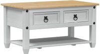 vidaXL Salontafel met lade Wit 85 x 50 x 45 cm Massief grenenhout