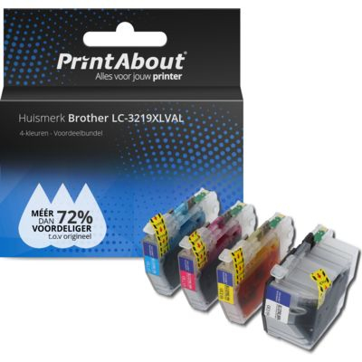 PrintAbout Huismerk Brother LC-3219XLVAL Inktcartridge 4-kleuren Voordeelbundel Hoge capaciteit