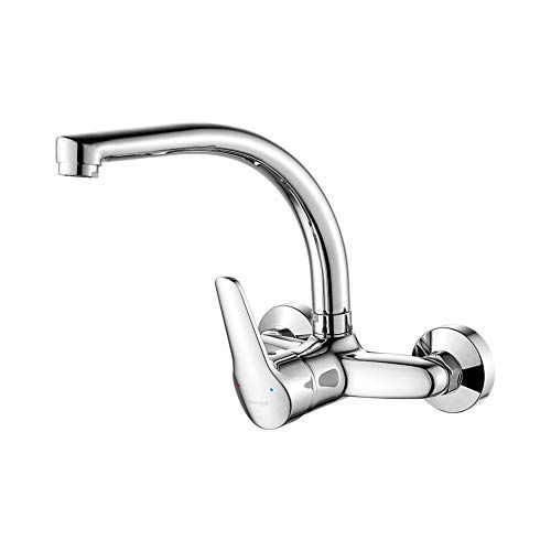 Ibergrif M16350 Keukenkraan - Wandmontage - 360 Graden Draaibaar - Chroom - Zilver