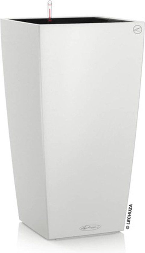 LECHUZA CUBICO Color 22 - Plantenbak - wit mat - 22x22x41cm - ALL-IN-ONE set