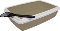 AIME Kattenbak met rand, taupe, inclusief schep, 44 x 34 x 11 cm