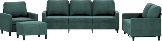 vidaXL 4-delige Loungeset met kussens fluweel donkergroen