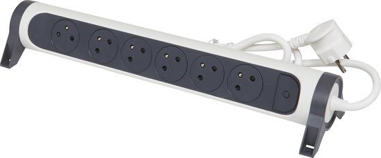Legrand Premium Contactdoos - Stekkerdoos - Verdeelstekker 6X2P - Penaarde Belgie - Verlengsnoer 3 Meter - Zwart & Wit