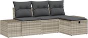 vidaXL Bankstel Lichtgrijs/Donkergrijs Poly Rattan