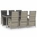 VidaXL 7-delige Tuinset met Kussens Poly Rattan Grijs