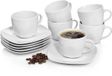 SÄNGER Bilgola Koffietassen Set - 12-delig Servies - 6 Personen - Porselein - Met Schotels - Moderne Vorm