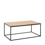 Hanah Home Stijlvolle koffietafel met metalen frame, walnoot en zwart, 100 x 60 x 42 cm, 100% melamine gecoat deelbord, 16 mm dik, modern design voor de woonkamer