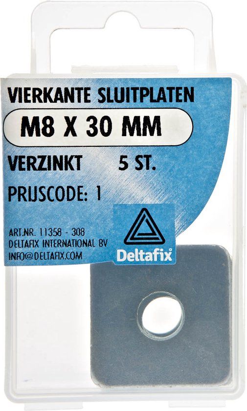 Deltafix Sluitplaat Vierkant Verzinkt M8 x 30 mm x 2.5 DIN 436 - 5 Stuks