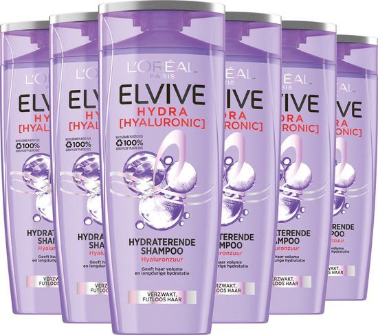 L'Oréal Paris Elvive Hydra Hyaluronic Shampoo - 6 x 250ml - Hydraterend