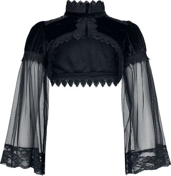 Gothicana by EMP Gothicana Zwarte bolero met kanten randje en pofmouwtjes - Dames - L
