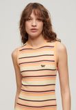 Superdry Geribde, aansluitende midi-jurk Dames Varsity Orange Stripe