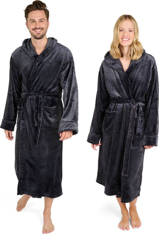 Blumtal Badjas Unisex - Fleece met Capuchon - Antraciet - XXL