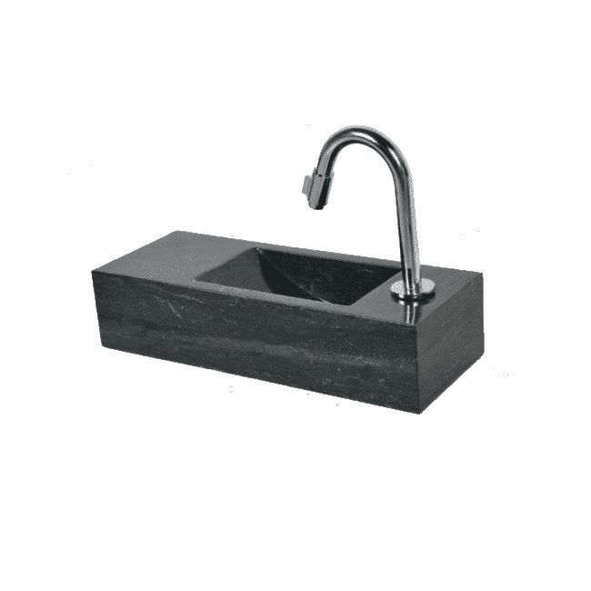 Sanilux Fonteinpack slim hardsteen rechts 45x17x10 cm (keuze uit 18 kranen)
